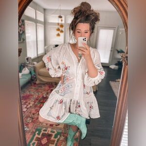 Fillyboo Embroidered Linen Tunic Dress L